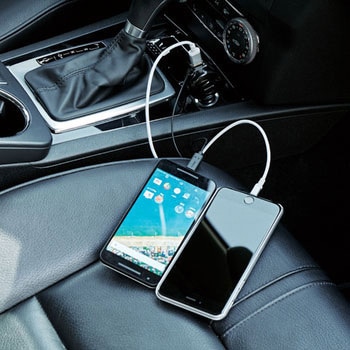 車載充電器(3A・巻取りType-C&USB) エレコム