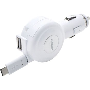 車載充電器(3A・巻取りType-C&USB) エレコム