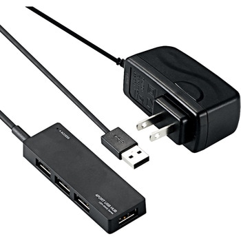 USBハブ 2.0 4ポート ACアダプタ付 セルフパワー バスパワー 両用 ケーブル一体型 ケーブル長 1.5m エレコム