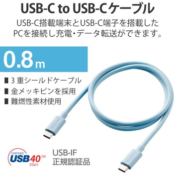 USBケーブル C-C Type-Cケーブル USB4 80cm エレコム
