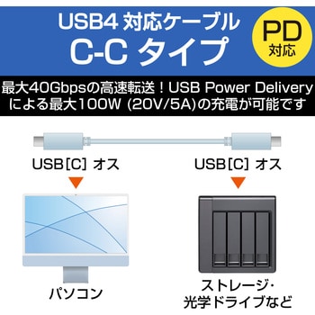 USB4-APCC5P08PN USBケーブル C-C Type-Cケーブル USB4 80cm 1個 エレコム 【通販モノタロウ】