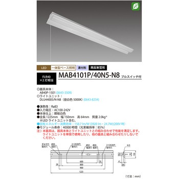 Nuシリーズ40形 器具本体ライトユニットセット 両反射笠形 HotaluX(ホタルクス)