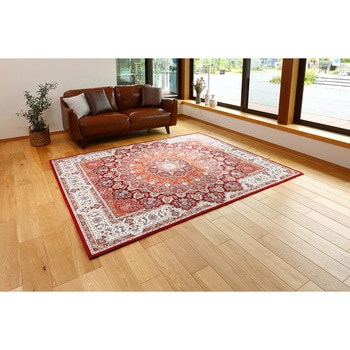 高級絨毯風の転写プリントラグ 萩原