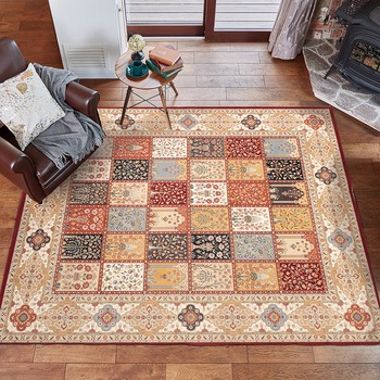 高級絨毯風の転写プリントラグ 萩原