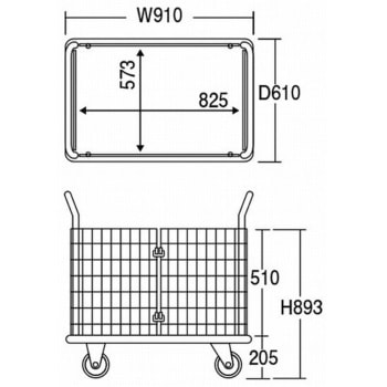 ナイロンコート金網台車「観音扉型金網タイプ」＜フットブレーキ付き＞ - エヌケーキャリーキャスター