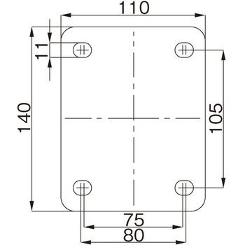 160mm キャスター(固定金具/ソフトラバー) エスコ