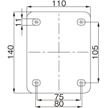 EA986GA-12 160mm キャスター(自在金具/ソフトラバー) エスコ 荷重70kg