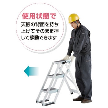 477x832mm/0.75m/3段作業台(折畳式/キャスター付 エスコ