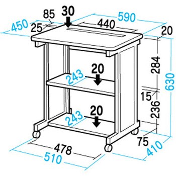 EA954HC-440 590x450x630mm プリンターラック(キャスター付) 1台