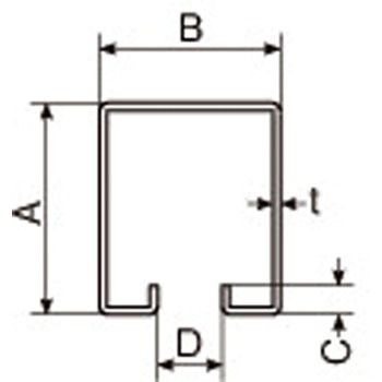 75x56mm/2.73m(4号) トラックレール(スチール) エスコ