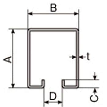 75x56mm/3.64m(4号) トラックレール(スチール) エスコ