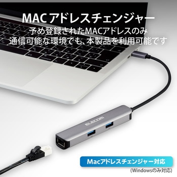 USBハブ ドッキングステーション Type-C接続 USBA×3ポート HDMI×1ポート LANポート付 アルミ筐体 スリム エレコム
