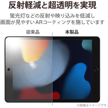iPad 10.2インチ 第9/8/7世代 (2021/2020/2019年) フィルム 衝撃吸収 ブルーライトカット 高光沢 指紋防止 気泡防止 エレコム