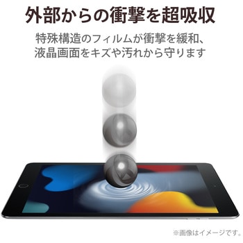 iPad 10.2インチ 第9/8/7世代 (2021/2020/2019年) フィルム 衝撃吸収 ブルーライトカット 高光沢 指紋防止 気泡防止 エレコム
