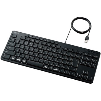 キーボード 有線 USB接続 メンブレン式 テンキーレス コンパクトサイズ 静音 抗菌 エレコム