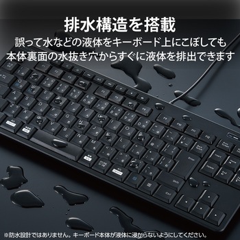 キーボード 有線 USB接続 メンブレン式 テンキーレス コンパクトサイズ 静音 抗菌 エレコム