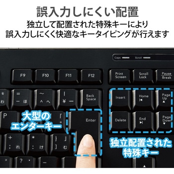 キーボード 有線 USB接続 メンブレン式 テンキーレス コンパクトサイズ 静音 抗菌 エレコム