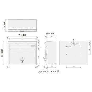 ステンレスポスト スリム ファミール 688 ハッピー金属