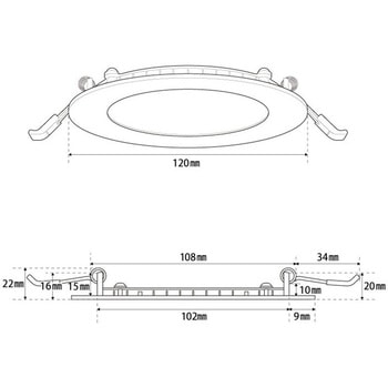 wasser_downlight602_6000薄型軽量LED ダウンライト 110Φ 埋め込み 昼白色 ホワイト (6000K) 大河商事