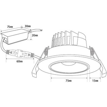 wasser_downlight603LED スプリング式ダウンライト 90 ～ 100Φ 埋め込み 白色 ホワイト (4000K) 大河商事