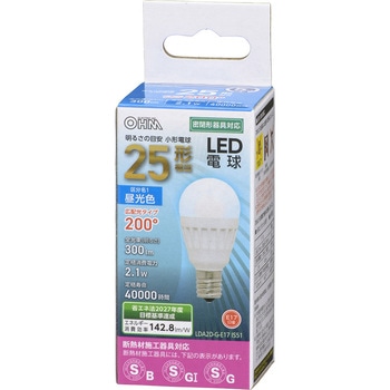 小形LED電球 E17 広配光タイプ  25W相当 オーム電機