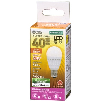 小形LED電球 E17 広配光タイプ  40W相当 オーム電機