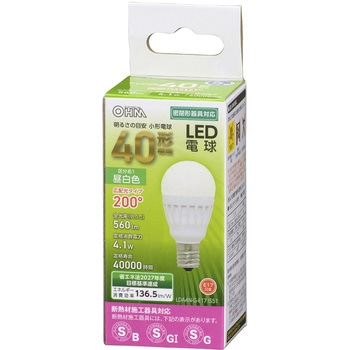 小形LED電球 E17 広配光タイプ  40W相当 オーム電機