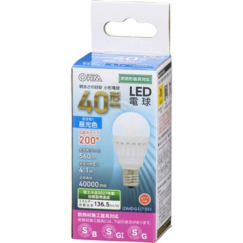 小形LED電球 E17 広配光タイプ  40W相当 オーム電機