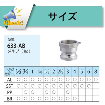 カムロック アダプター メネジ ブロンズ BR[633-AB] TOYOX(トヨックス)