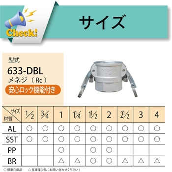 カムロック カプラー(安全ロック付き) メネジ ステンレススチール SST[633-DBL] TOYOX(トヨックス)
