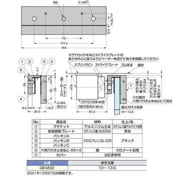 マグナロックM32型 ガラス扉用ブラケット GB-M32 LAMP(スガツネ工業)