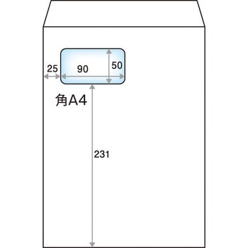 角A4グラシン窓明No．2 プライバシー 保護封筒Wホワイト100スミ貼500枚X1箱 キングコーポレーション
