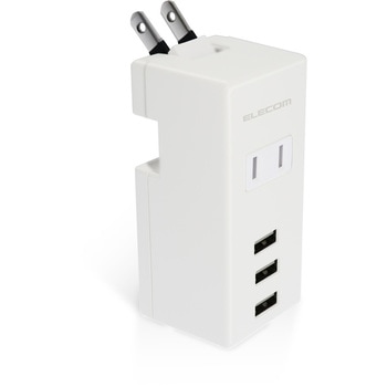 USB付 電源タップ USBポート 合計2.1A AC×1個口 縦向き 折りたたみプラグ 急速充電 エレコム