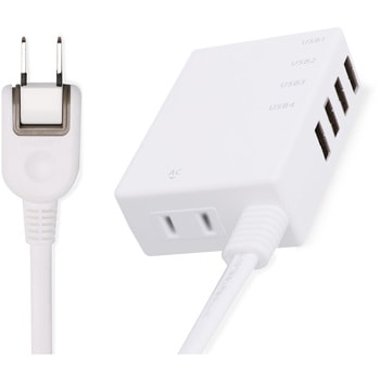 USB付 電源タップ USBポート 2P AC×1個口 60cm ホワイト エレコム
