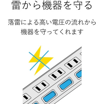 電源タップ 延長コード 2P 雷サージ防止 スイングプラグ 雷ガード エレコム
