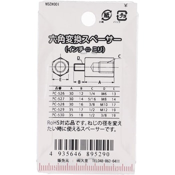 W1/2-M12X35 六角変換サポーター メスオス 1パック(1個) 大里 【通販