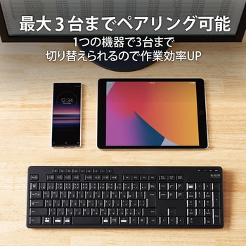 キーボード ワイヤレス Bluetooth 無線 メンブレン テンキー付き フルサイズ 静音 抗菌 エレコム
