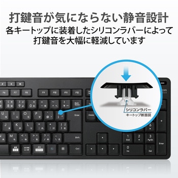 キーボード ワイヤレス マウス付き 無線 USB フルサイズ 静音 抗菌 エレコム