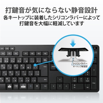 ワイヤレスキーボード USB接続 フルキーボード 静音 抗菌 エレコム