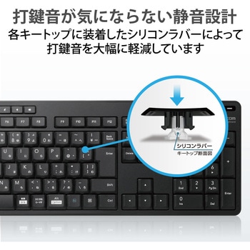 ワイヤレスキーボード USB接続 フルキーボード 静音 抗菌 エレコム