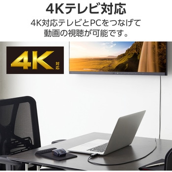Type-C映像変換ケーブル HDMI 4K/2K対応 映像出力 RoHS エレコム