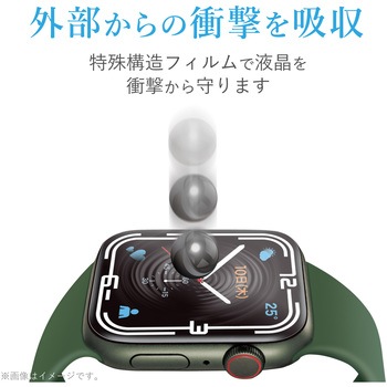 アップルウォッチ シーズン7 フィルム 指紋防止 衝撃吸収 指紋防止 高透明 キズ自己修復 エレコム