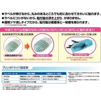 ピッタリ貼れるのびるラベル エーワン(ラベル)