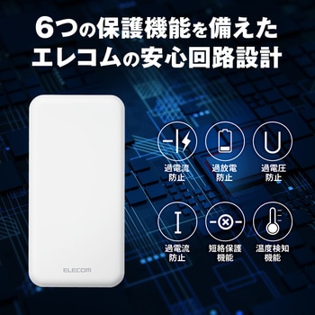 モバイルバッテリー 2口 ( USBA Type-C ) 20000mAh PD おまかせ充電 20W出力 エレコム