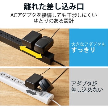 電源タップ 延長コード コンセント×10個口 USB-A×4ポート 24W 雷サージ エレコム