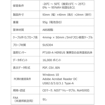 液体窒素用 USB PDFリユーザブルデータロガー 3mケーブル DeltaTRAK