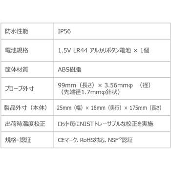 大画面針状プローブ温度計 DeltaTRAK