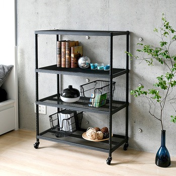 山善 ラック 棚 4段 キャスター付き ブラック MNR-12874CJ(BK) Amazon｜山善(YAMAZEN) ラック 棚 4段 キャスター付き 全体耐荷重120kg