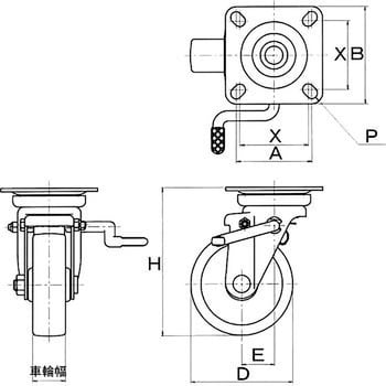 TYPBJB-130A 耐熱性フェノール車(自在車)ストッパー付 1個 TRUSCO