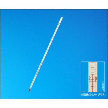 赤液棒状温度計 1℃ 全没 全長250mm 1-27シリーズ 安藤計器製工所